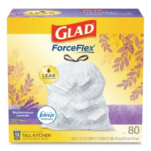 Glad Odorshield Tall Kitchen Drawstring Bags, 13 Gal, 0.95 Mil, 24" X 27.38", White, 80/Box - CLO78902BX