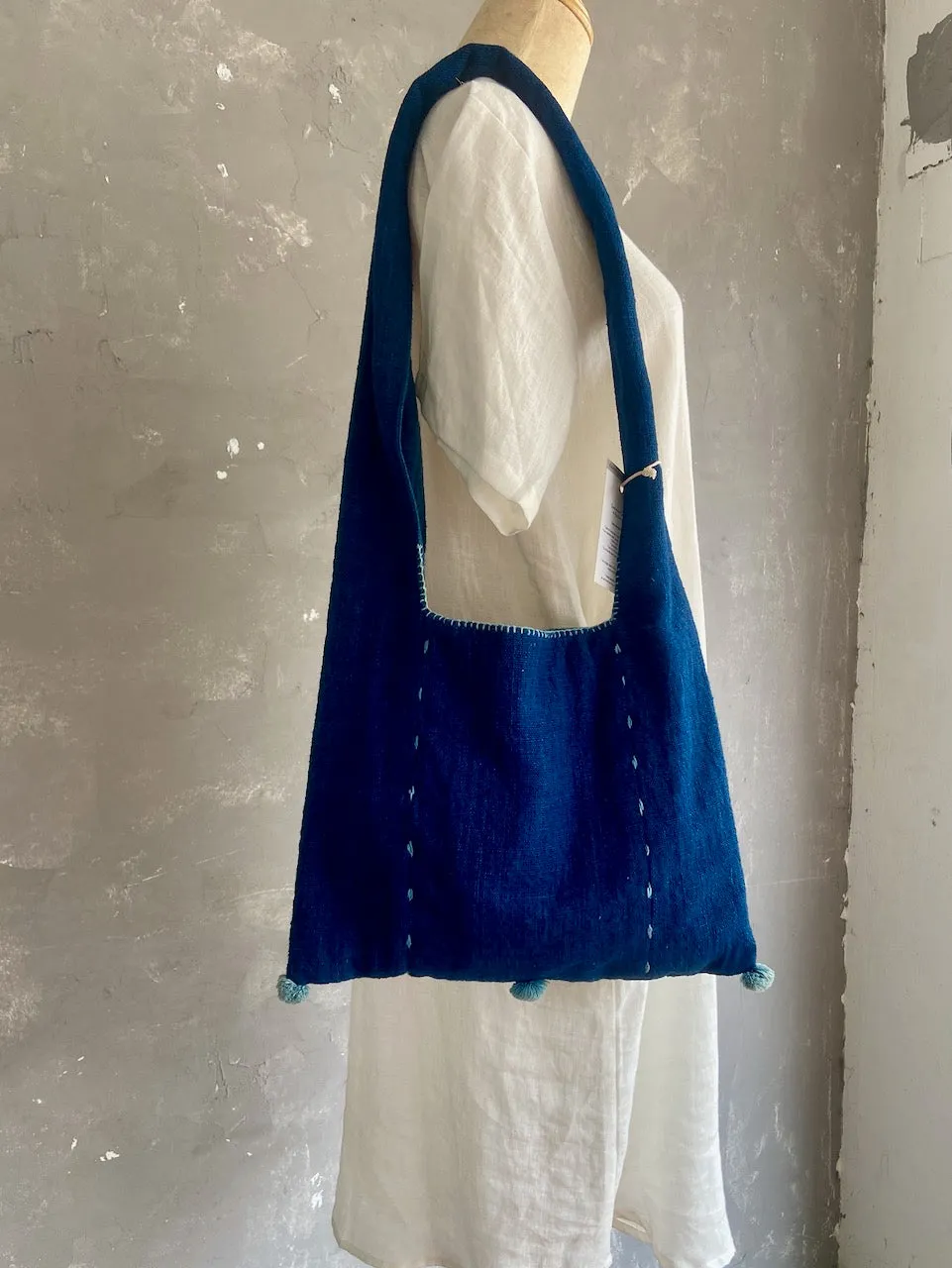 Handwoven Indigo Dyed Monk Bag