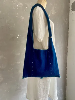 Handwoven Indigo Dyed Monk Bag