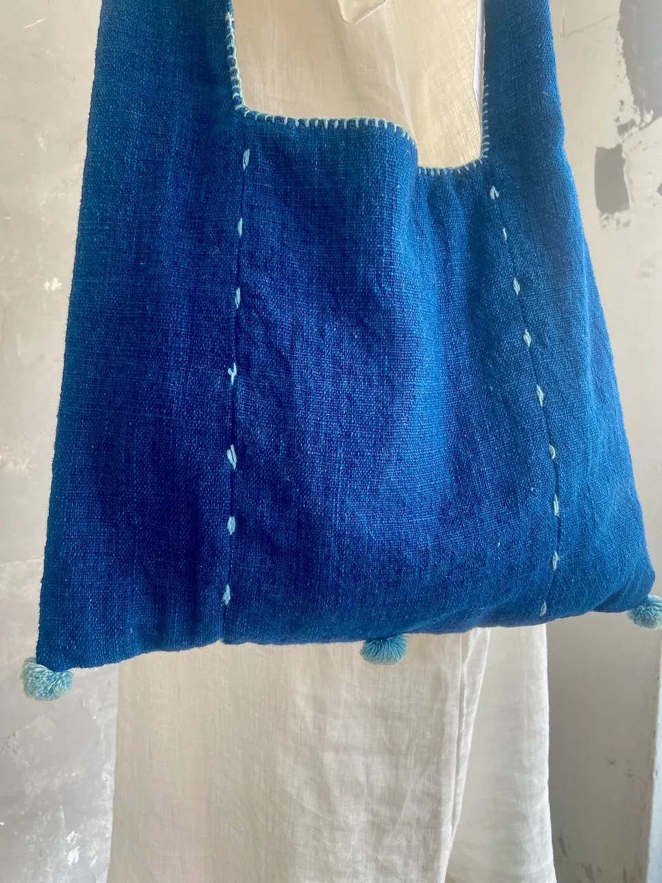 Handwoven Indigo Dyed Monk Bag