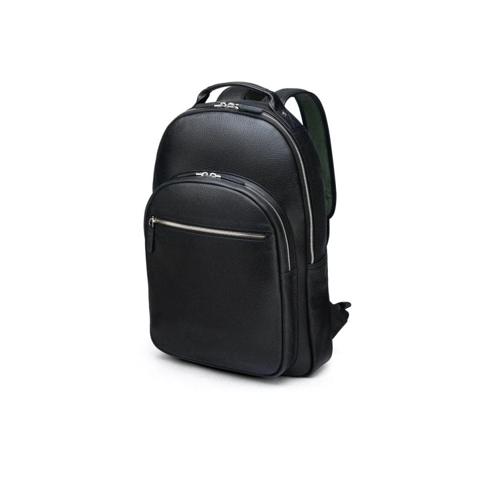 Leather 15" Laptop Backpack, Cambridge - Black Pebble Grain