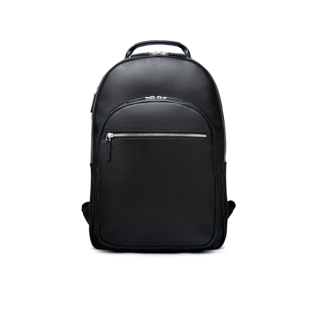 Leather 15" Laptop Backpack, Cambridge - Black Pebble Grain