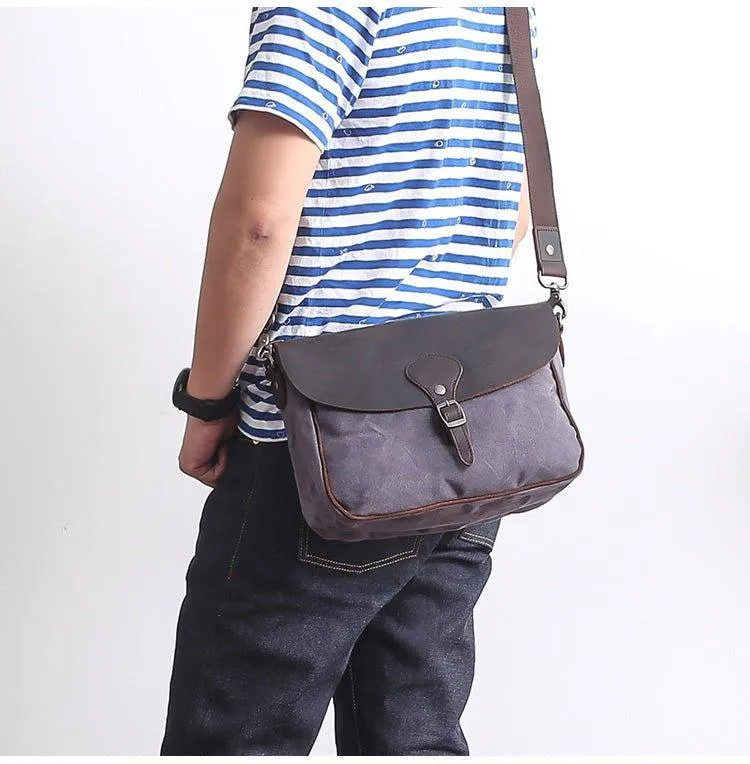 Leather and Canvas Vintage Mens Messenger Bag for iPad