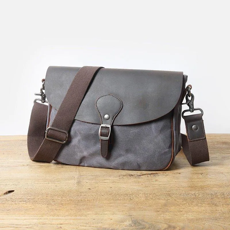Leather and Canvas Vintage Mens Messenger Bag for iPad
