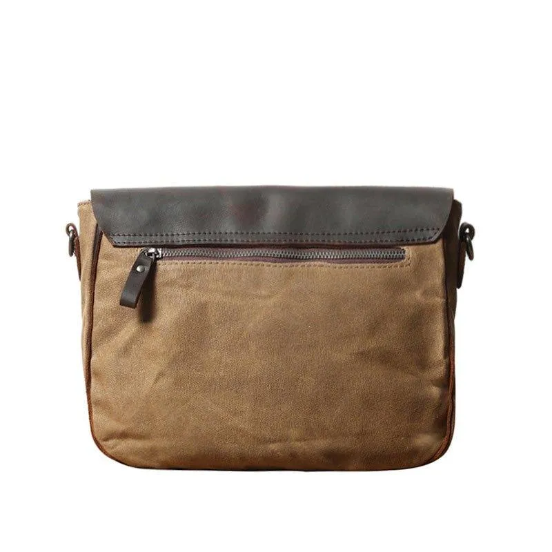 Leather and Canvas Vintage Mens Messenger Bag for iPad