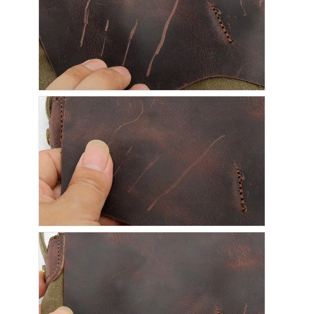 Leather and Canvas Vintage Mens Messenger Bag for iPad