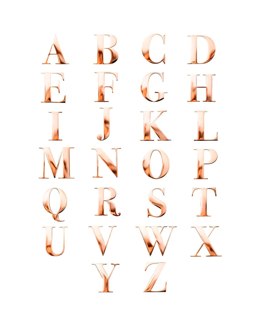 Metal Letter Key Ring (Rose Gold)