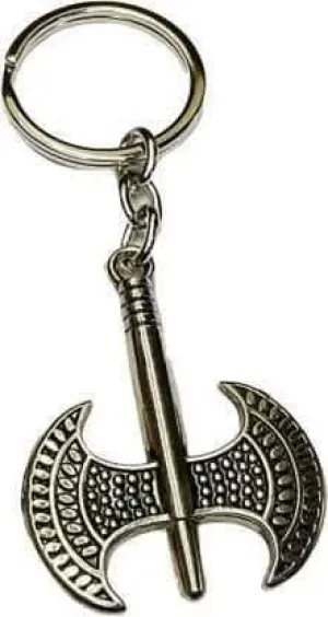 Metallic Double-Edged Axe Keyring, Unique Statement Accessory