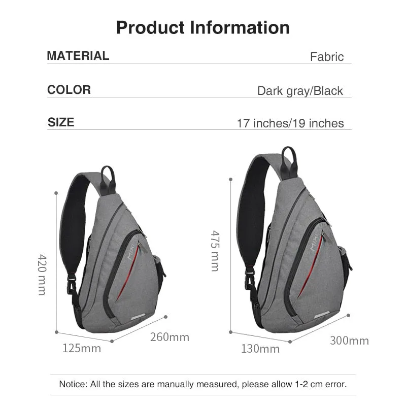 Mixi Men Sling Backpack One Shoulder Bag Boys Student School Bags University Work Travel Versatile 2020 Fashion New Design M5225