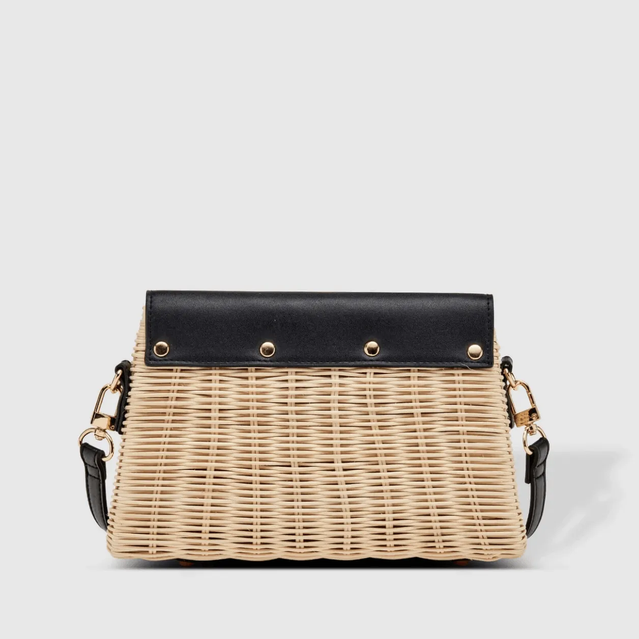 Natural Wicker Shoulder Bag | Black