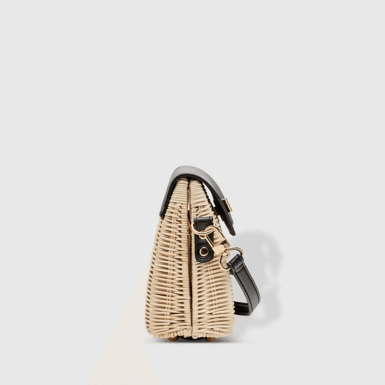Natural Wicker Shoulder Bag | Black