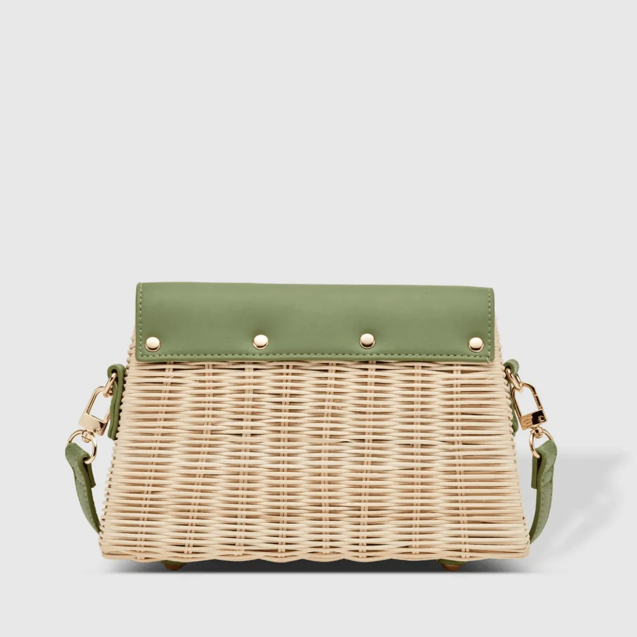 Natural Wicker Shoulder Bag | Sage Green