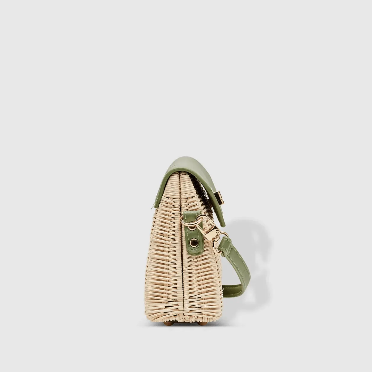 Natural Wicker Shoulder Bag | Sage Green