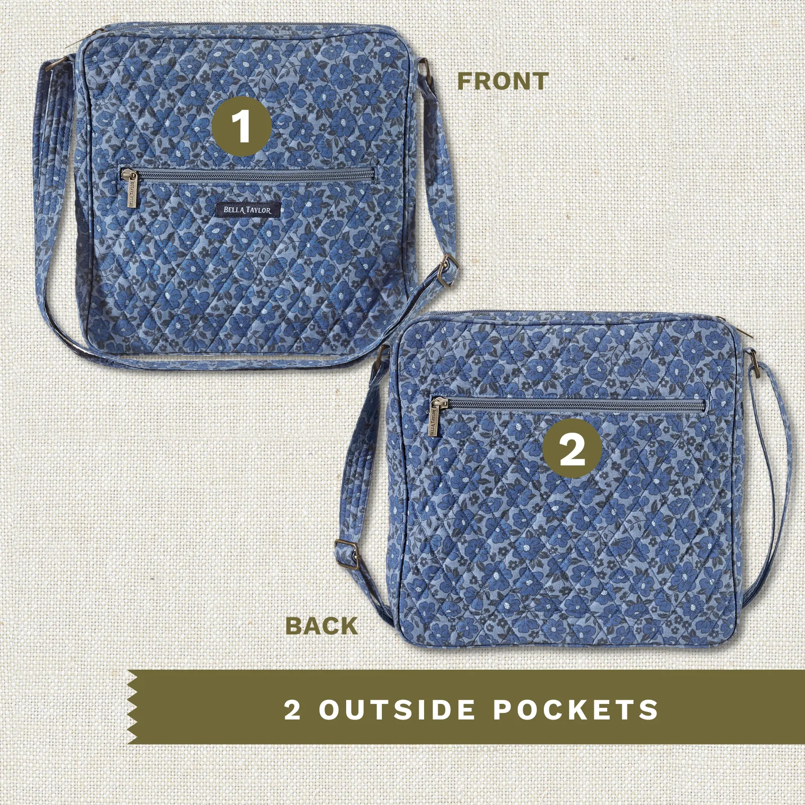 Navy Floral Large Crossbody