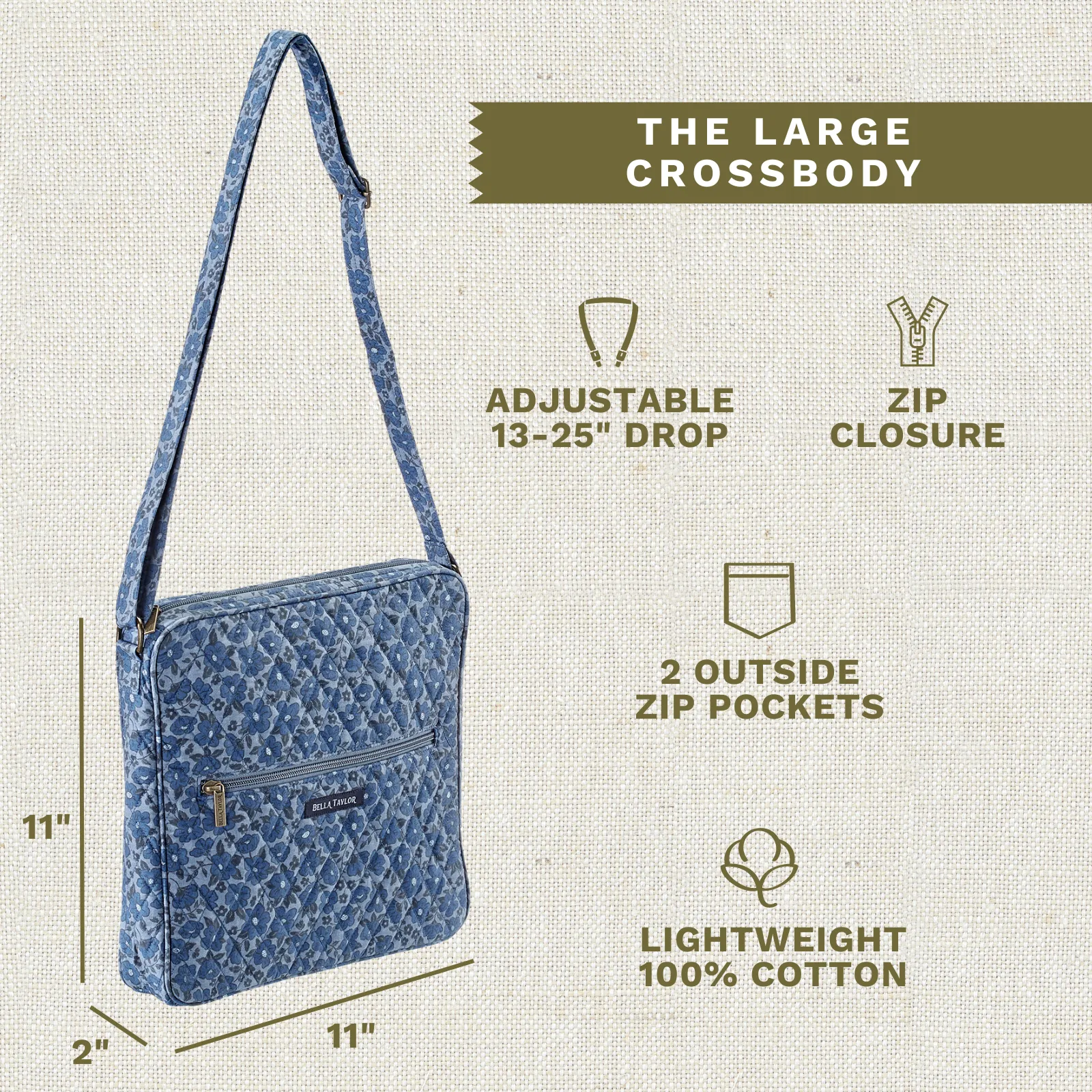 Navy Floral Large Crossbody
