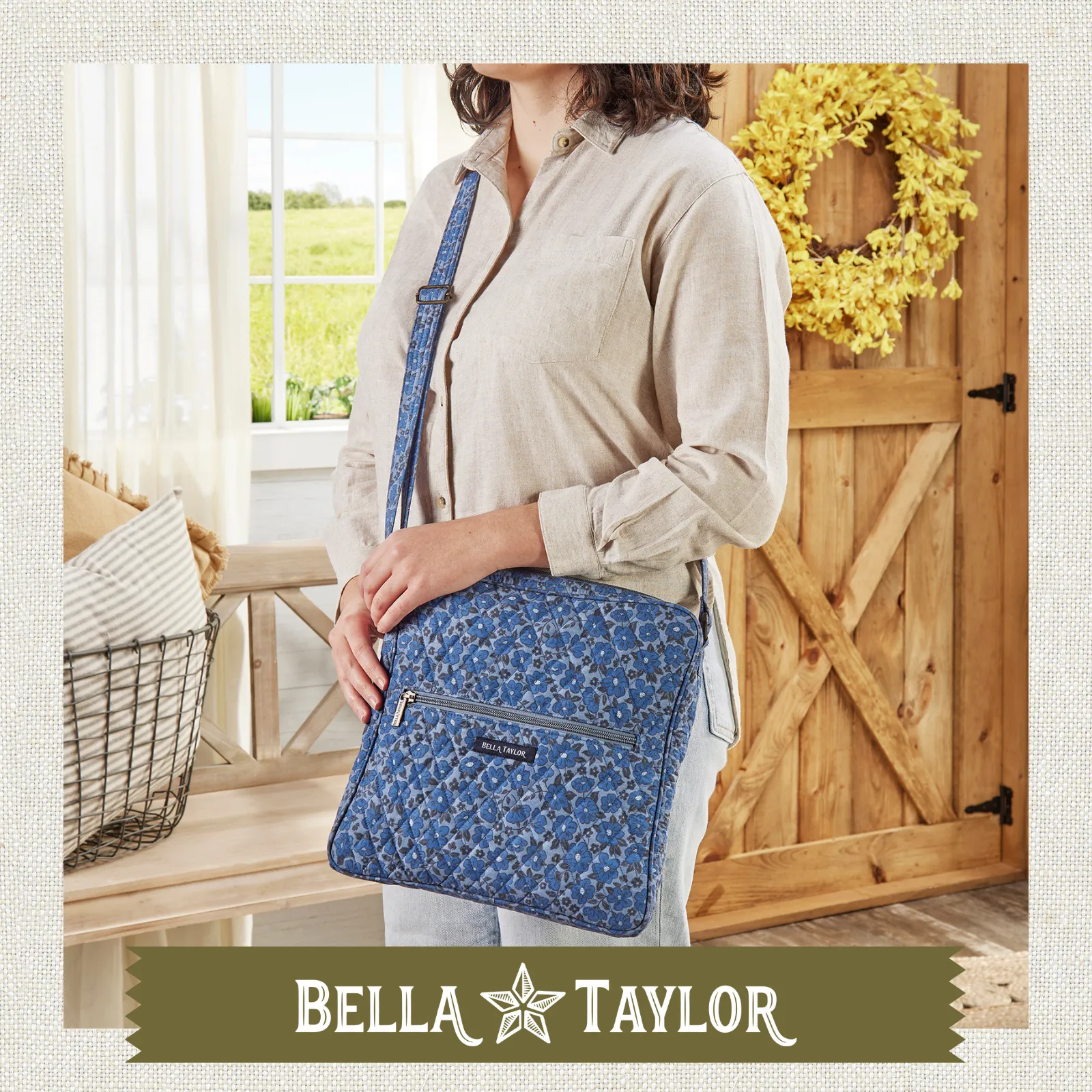 Navy Floral Large Crossbody