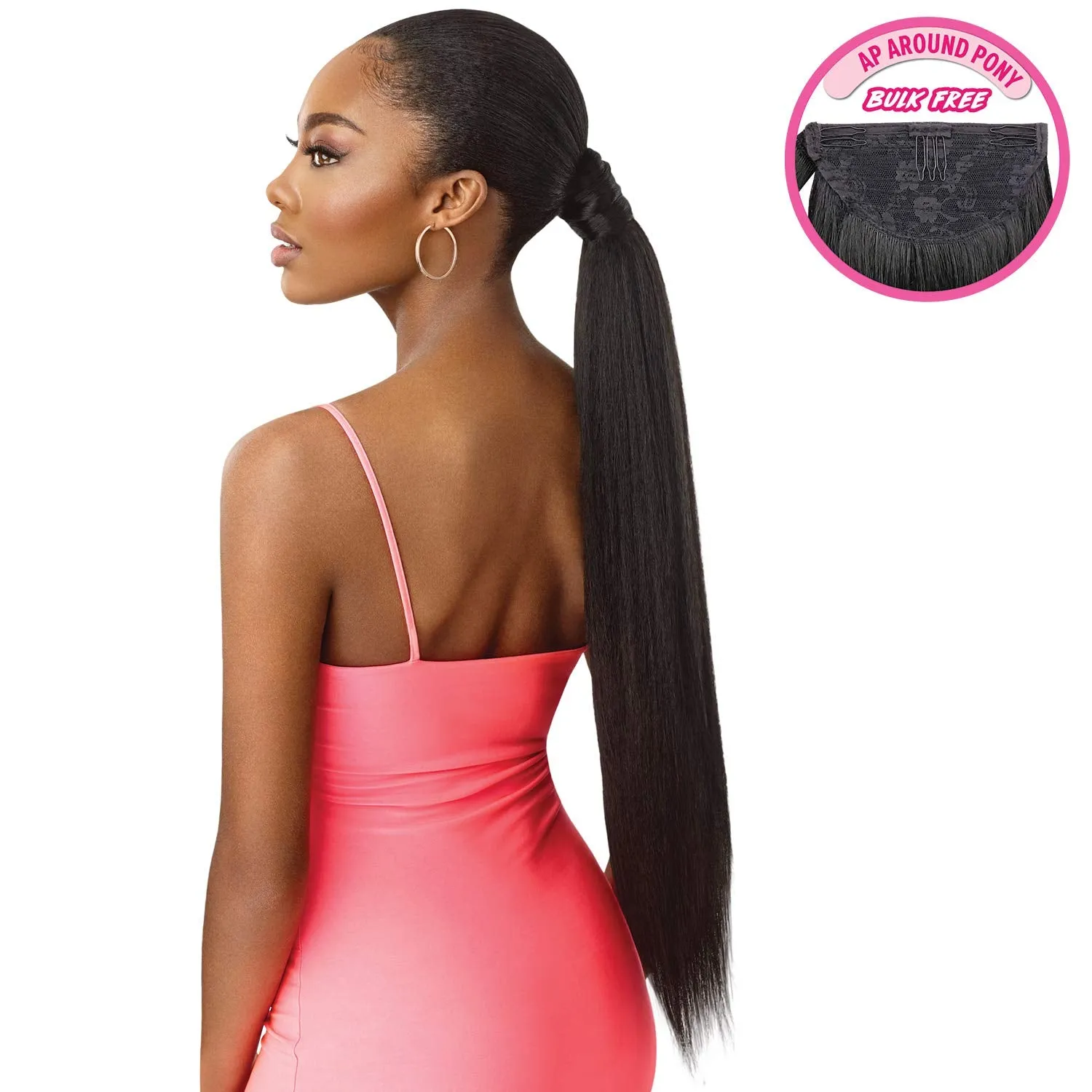 OUTRE PRETTY QUICK SALON STYLE WRAP PONY TAIL JUMBO KINKY STRAIGHT 24"