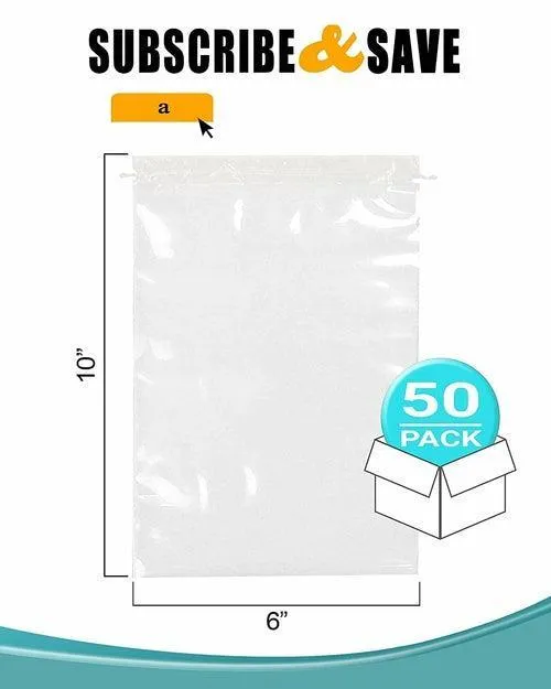 Pack of 50 Clear Drawstring Bags Pack of 50. Double Cotton Drawstrings
