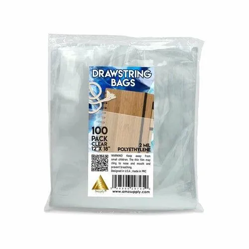 Pack of 50 Clear Drawstring Bags Pack of 50. Double Cotton Drawstrings