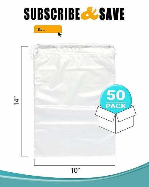 Pack of 50 Clear Drawstring Bags Pack of 50. Double Cotton Drawstrings