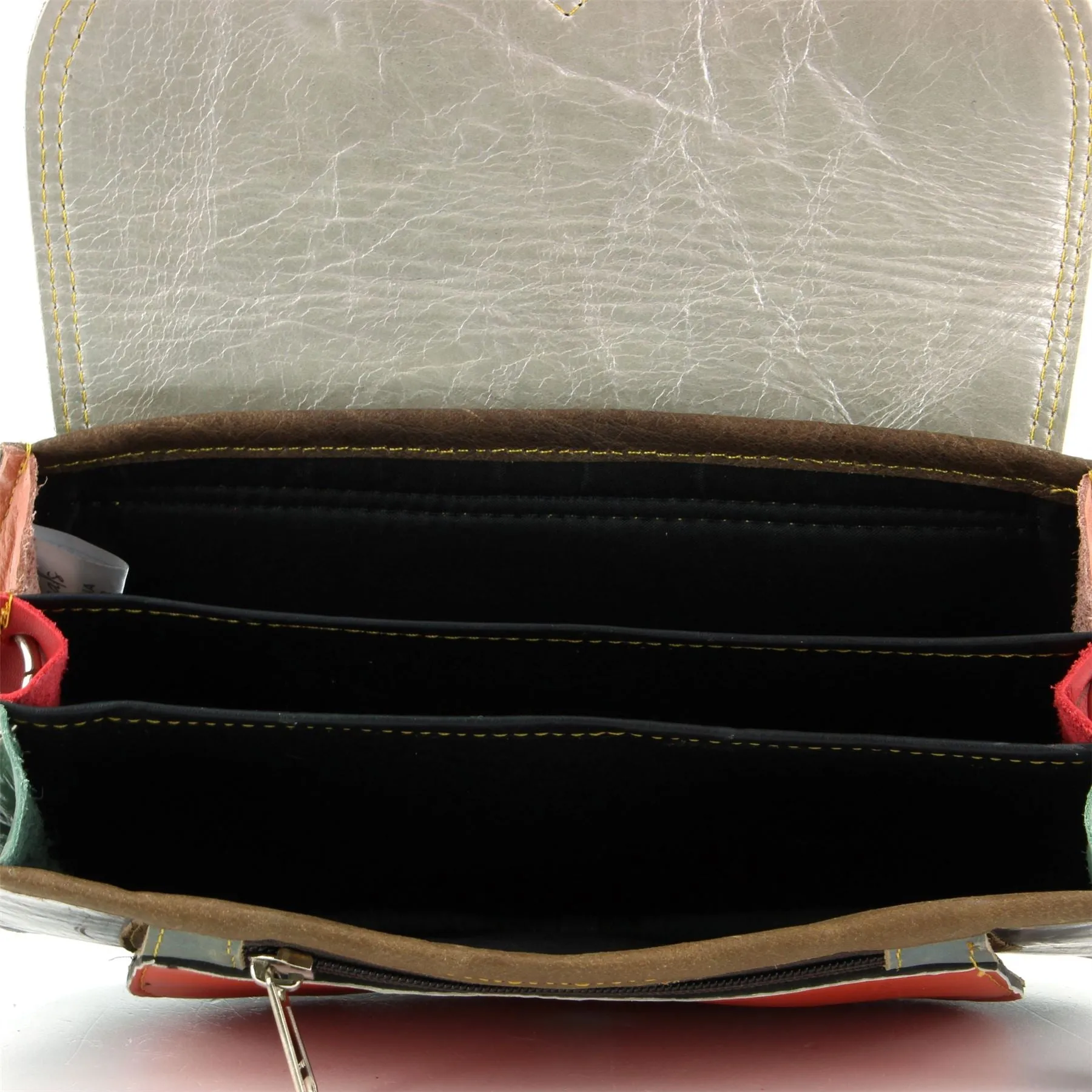 Real Leather Colourful Messenger Shoulder Bag - Orange Mix