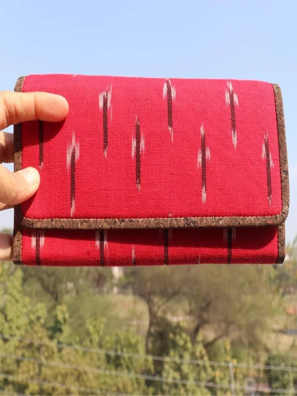 Red Vegan Leather Ikat Weave Purse