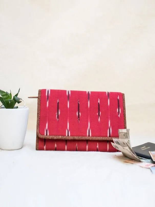Red Vegan Leather Ikat Weave Purse