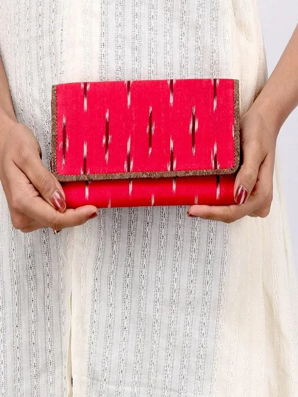 Red Vegan Leather Ikat Weave Purse