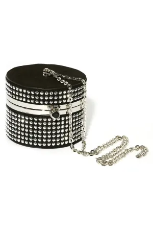 Silver Box Chain Handbag with Rhinestone