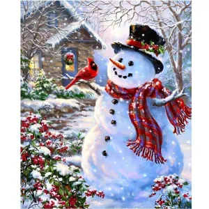 Snowman With Red Bird