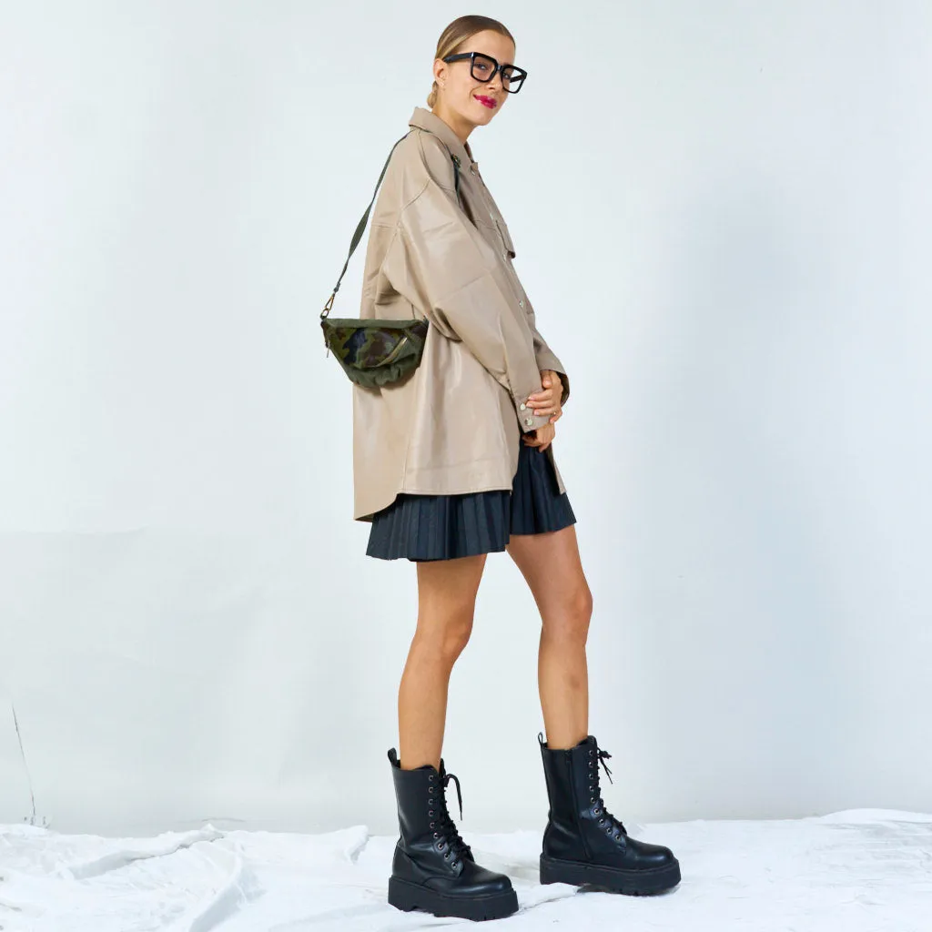 Suede and leopard print shoulder bag wholesale