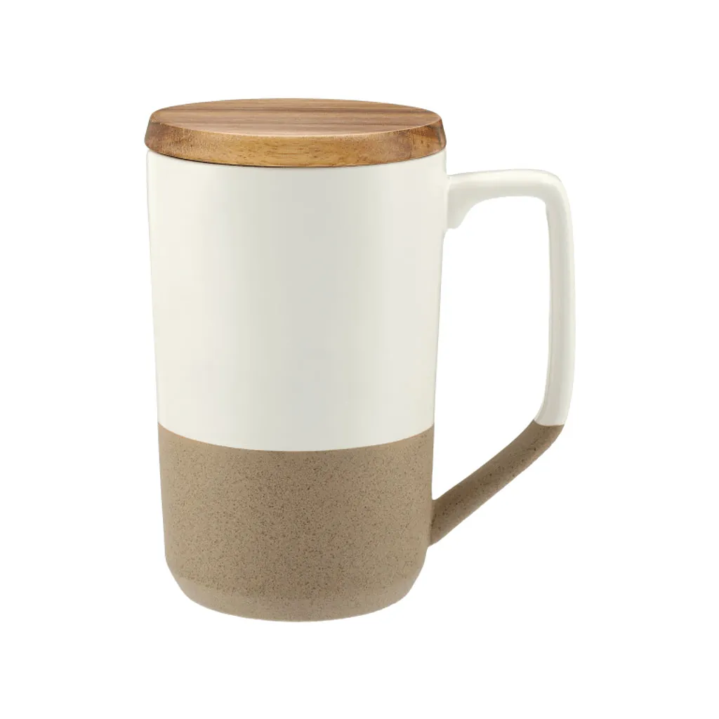 Tahoe Tea & Coffee Ceramic Mug with Wood Lid 16oz