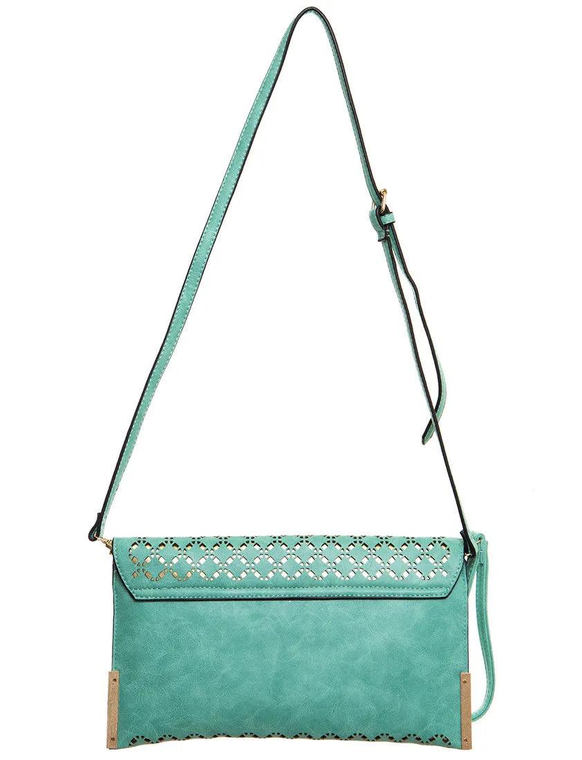 The Ana Laser Cut Messenger - Mint