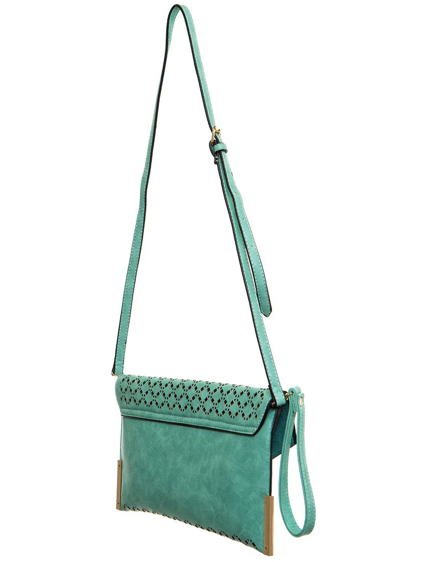 The Ana Laser Cut Messenger - Mint