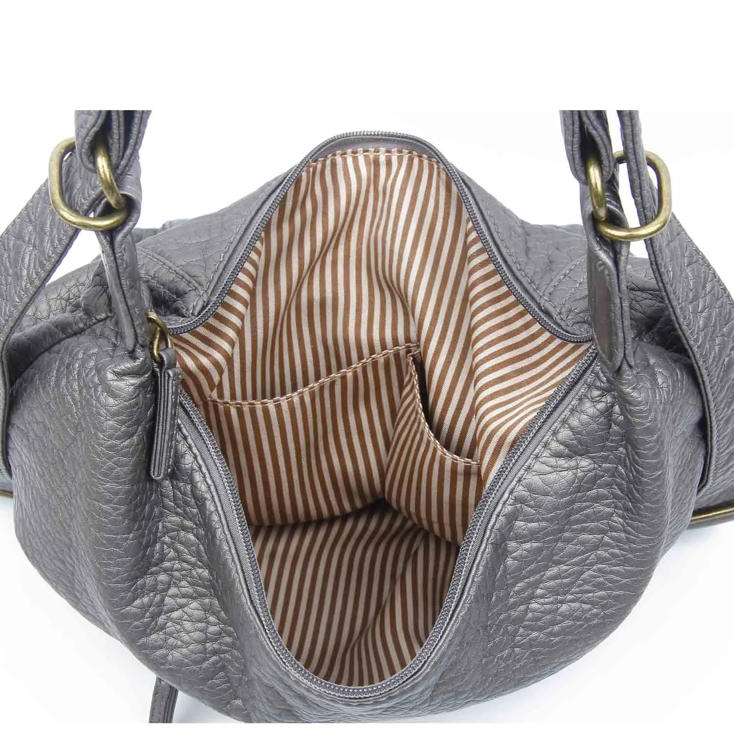 The Lisa Convertible Backpack Crossbody - Dark Silver Metallic