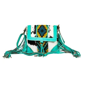 Tonga Ridge Canvas & Hairon Bag In Turquoise