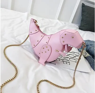 Trend Fashion 3D Dinosaur Design Rivets Pu Leather Girl&#39;s Chain Purse Shoulder Bag Tote Ladies Crossbody Mini Messenger Bag Flap