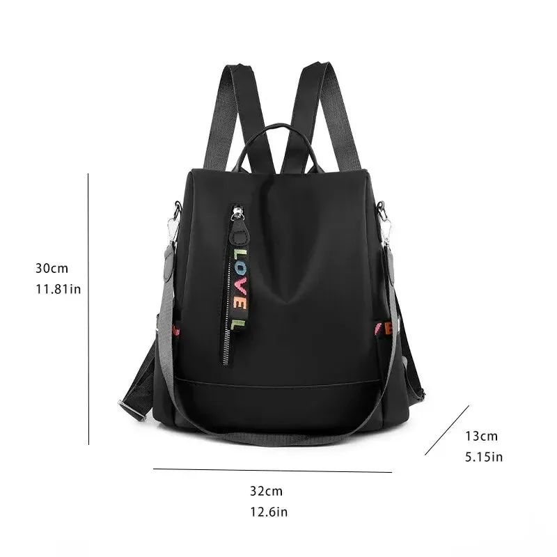 Trendy Oxford Cloth Backpack – Lightweight Casual Daypack with Charm Details