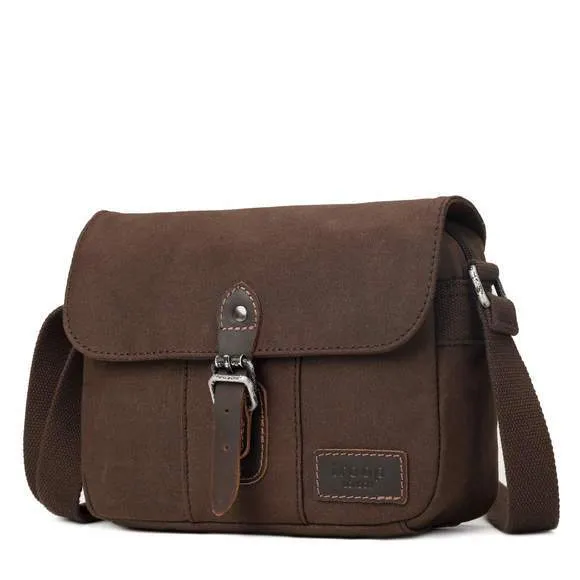 Troop London Heavy Wax Cotton Canvas Shoulder Bag | Dark Brown