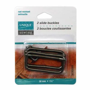 UNIQUE SEWING Slide Buckle - Metal - 38mm (1½") - Gunmetal - 2 pcs