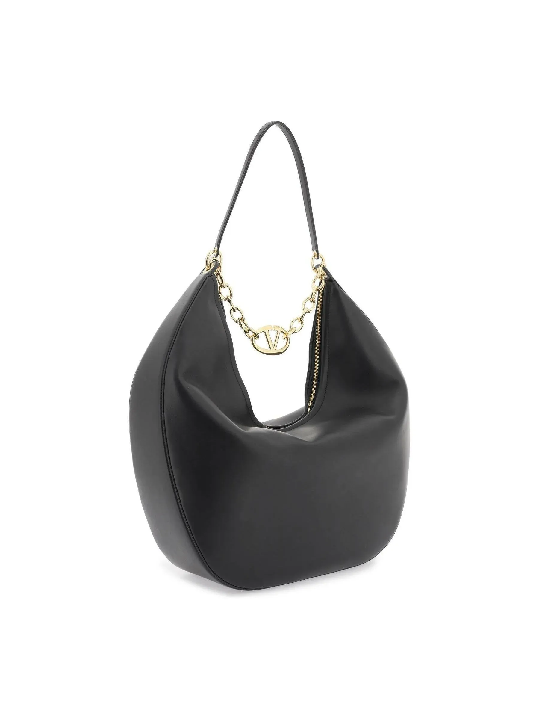 VLogo Leather Hobo Bag