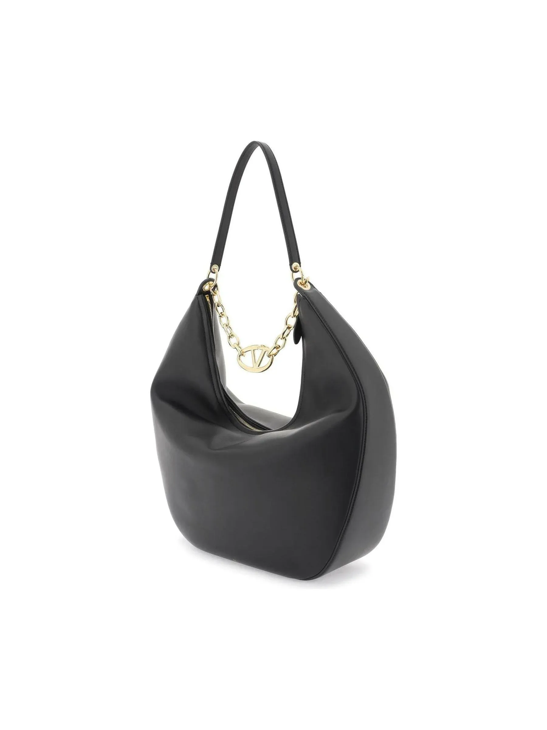 VLogo Leather Hobo Bag