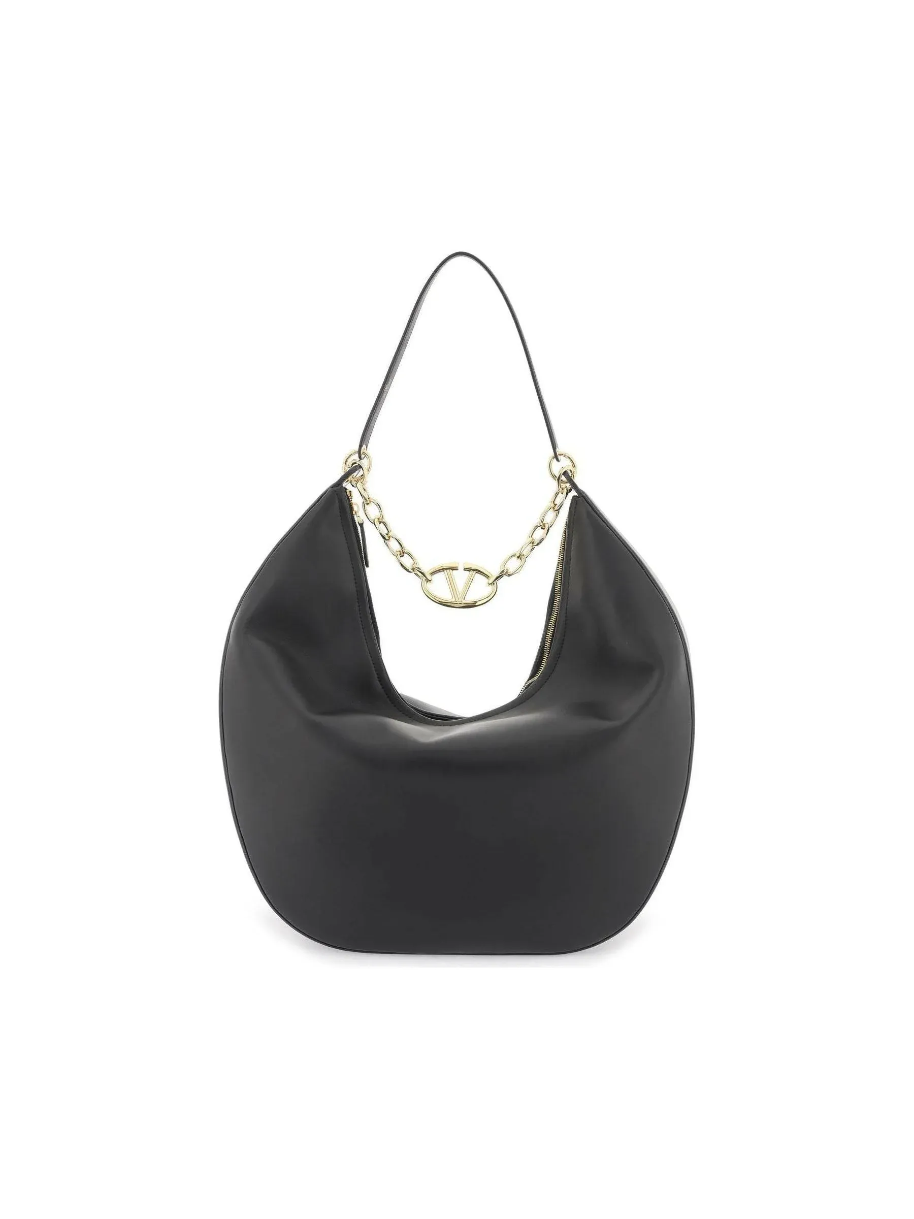 VLogo Leather Hobo Bag