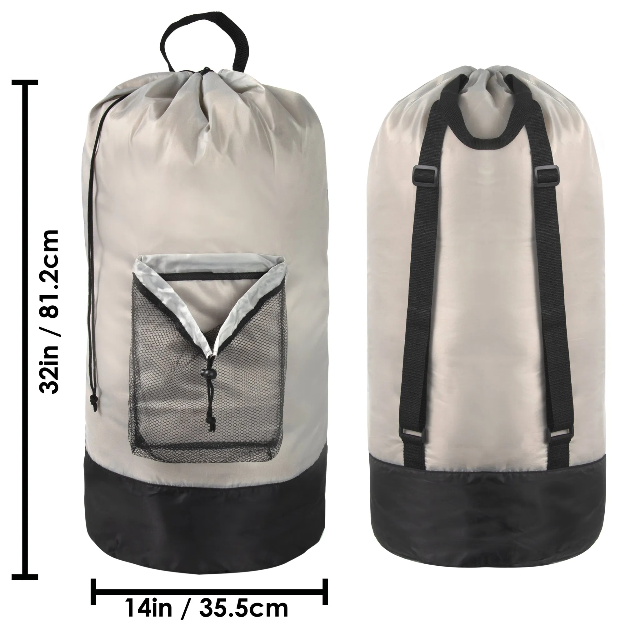 Wholesale Laundry Bag Backpack with Front Mesh Pocket - Khaki