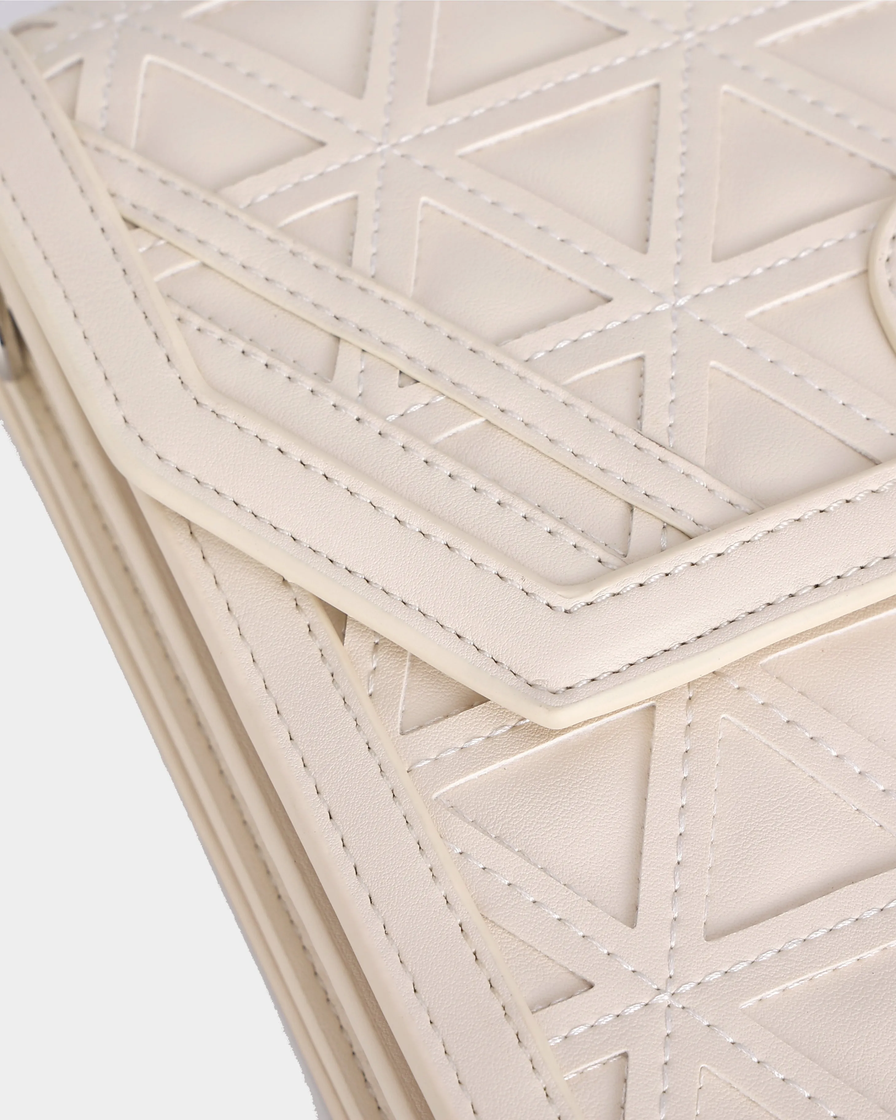 Woven Messenger Bag in Cream White