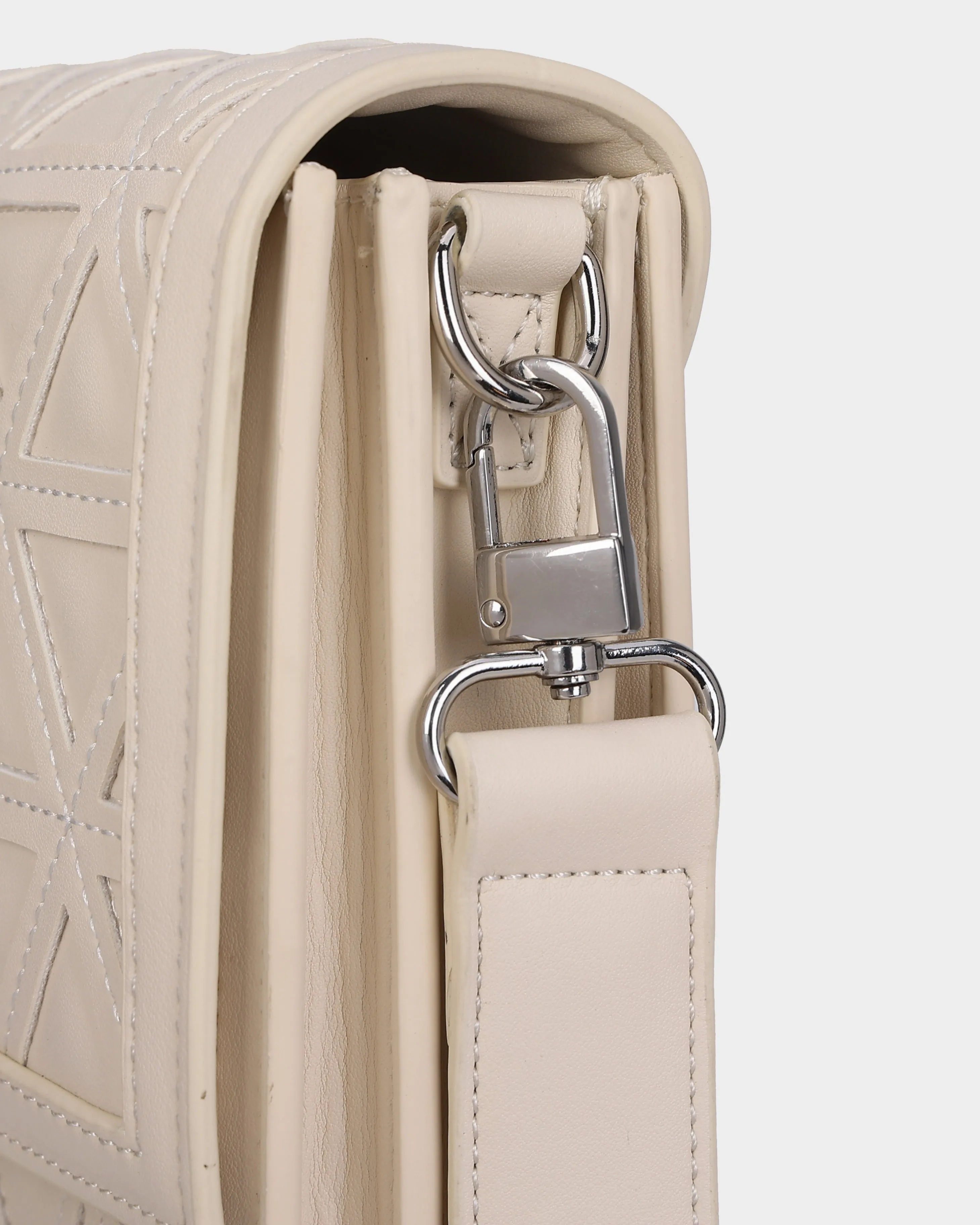 Woven Messenger Bag in Cream White