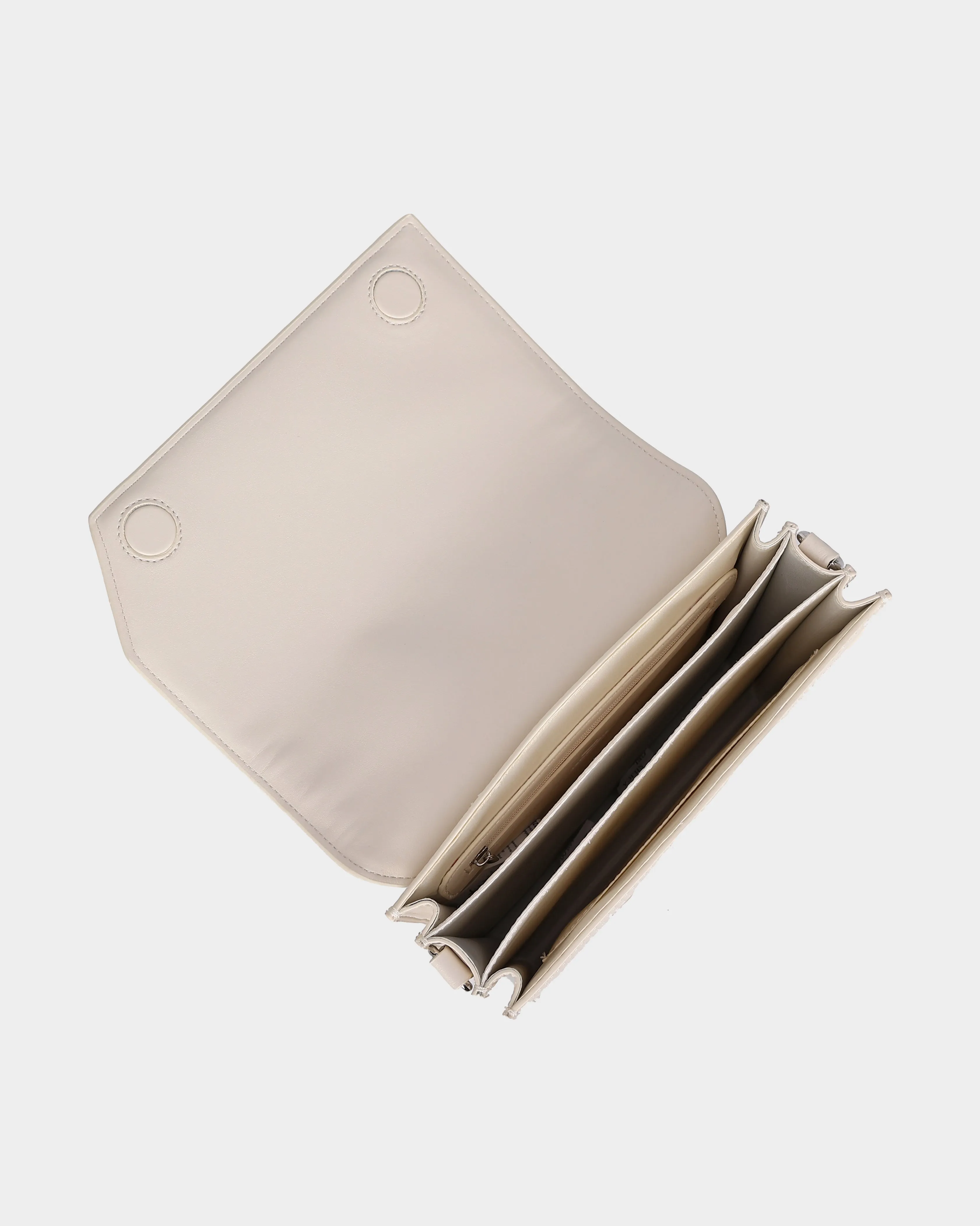 Woven Messenger Bag in Cream White