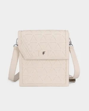 Woven Messenger Bag in Cream White