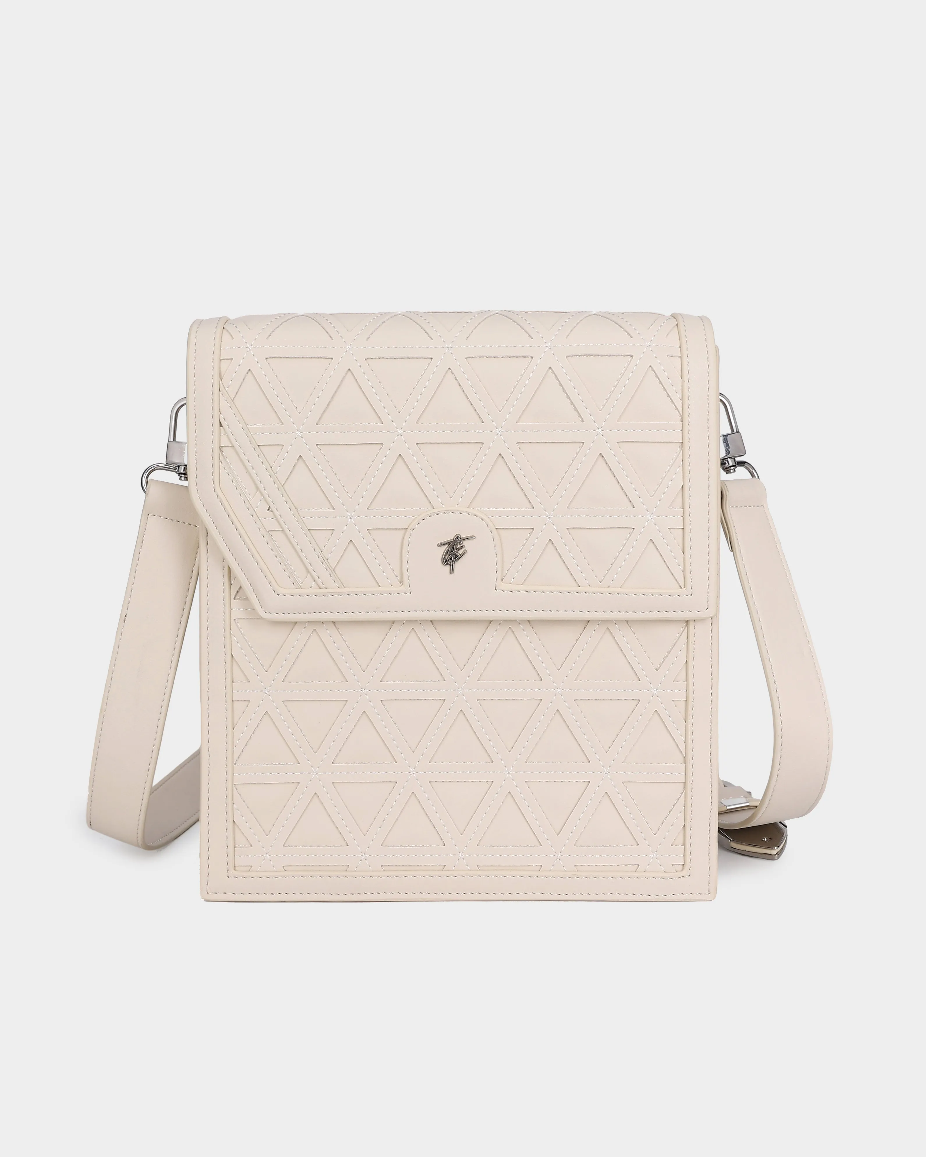 Woven Messenger Bag in Cream White