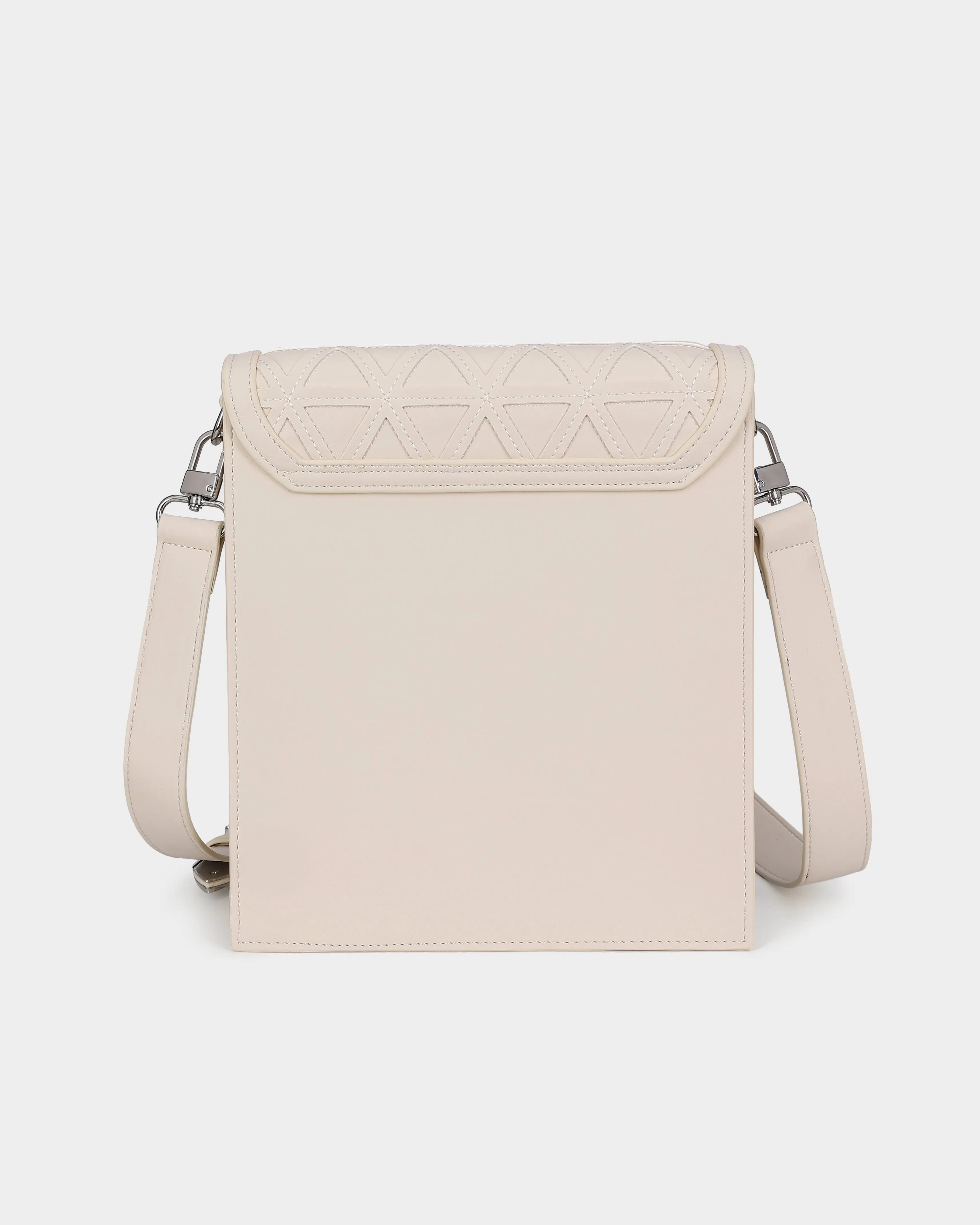 Woven Messenger Bag in Cream White